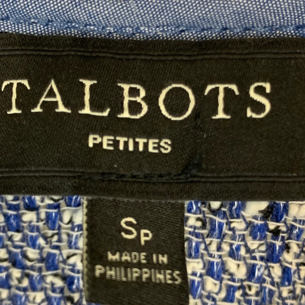 Talbots Blue Tweed Open Front Blazer Jacket - Picture 3 of 5